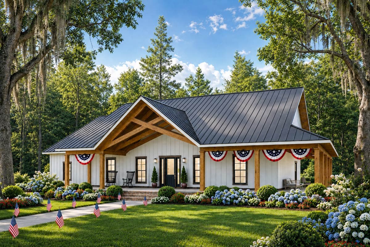 Plan 25086DH: Modern Barndominium House Plan with 7 Bedrooms and Wraparound Porch - Image #4 - Barndominium, Modern Farmhouse, New American