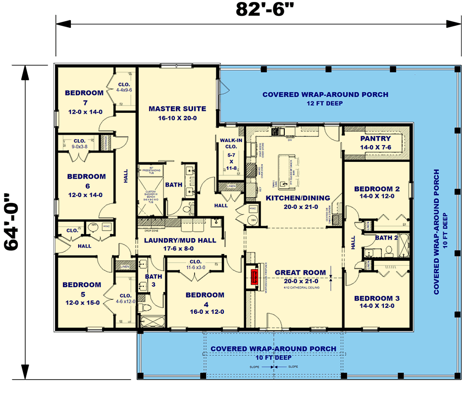 Plan 25086DH: Modern Barndominium House Plan with 7 Bedrooms and Wraparound Porch - Floor Plan - Image #17 - Barndominium, Modern Farmhouse, New American