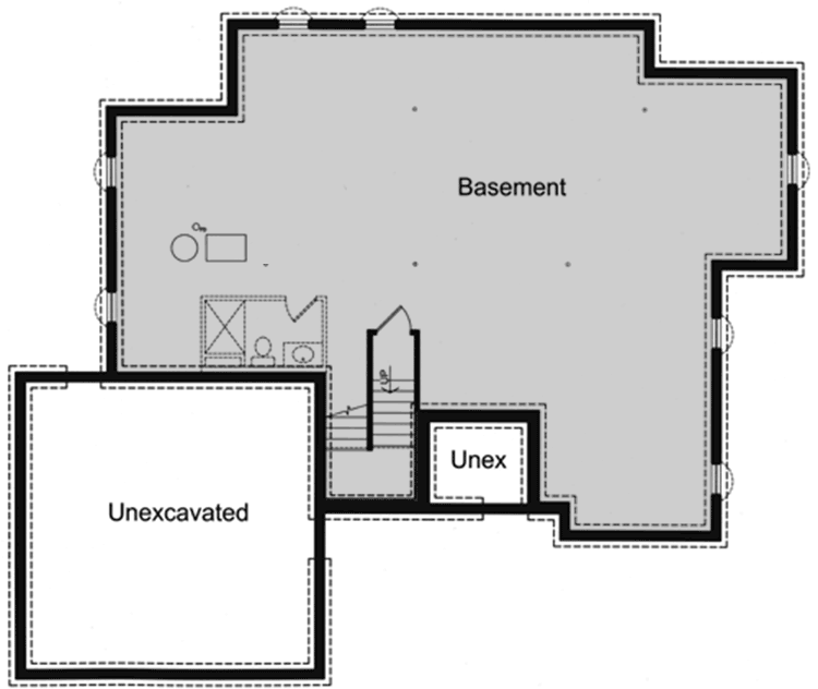 Plan 3903ST: 3-Bed House Plan with Bonus Upstairs - Floor Plan - Lower Level - European, Traditional