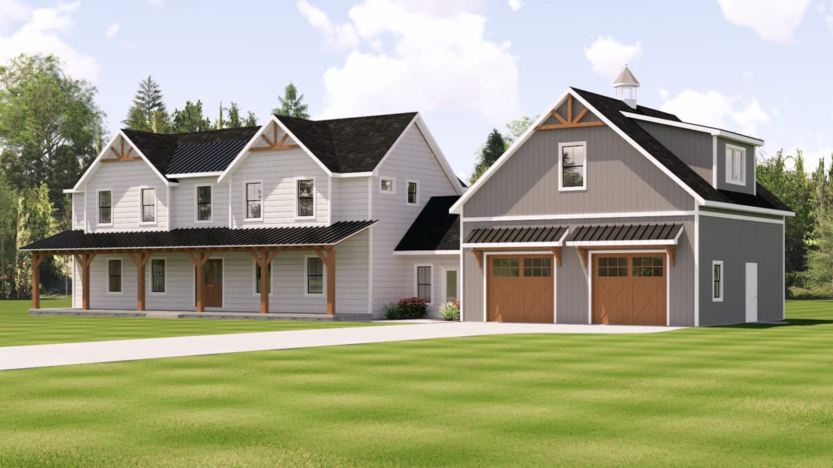 Plan 135430GRA: Modern Farmhouse House Plan with Two Master Suites and Bonus Room - Image #3 - Country, Farmhouse, Modern Farmhouse, New American