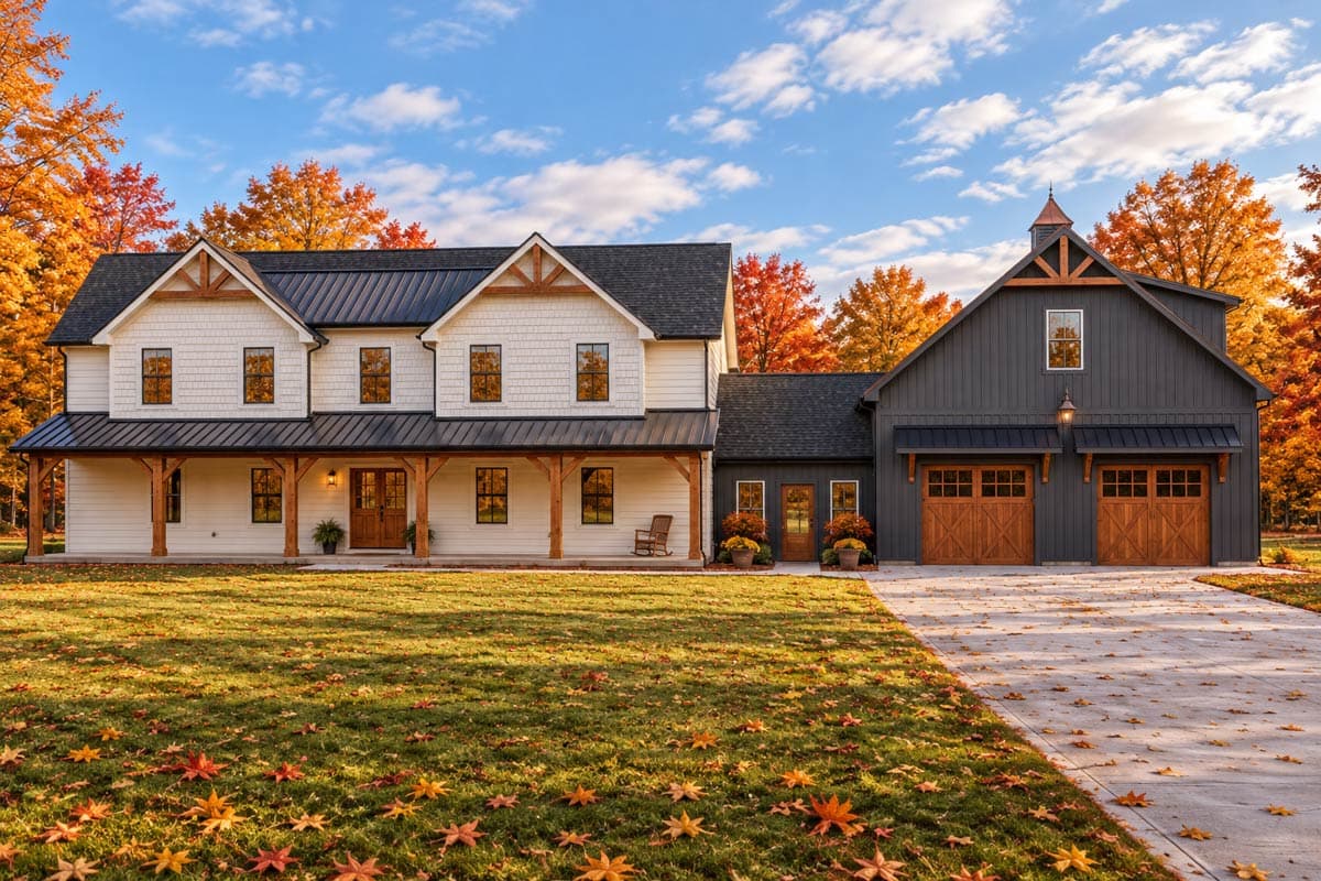 Plan 135430GRA: Modern Farmhouse House Plan with Two Master Suites and Bonus Room - Image #1 - Country, Farmhouse, Modern Farmhouse, New American