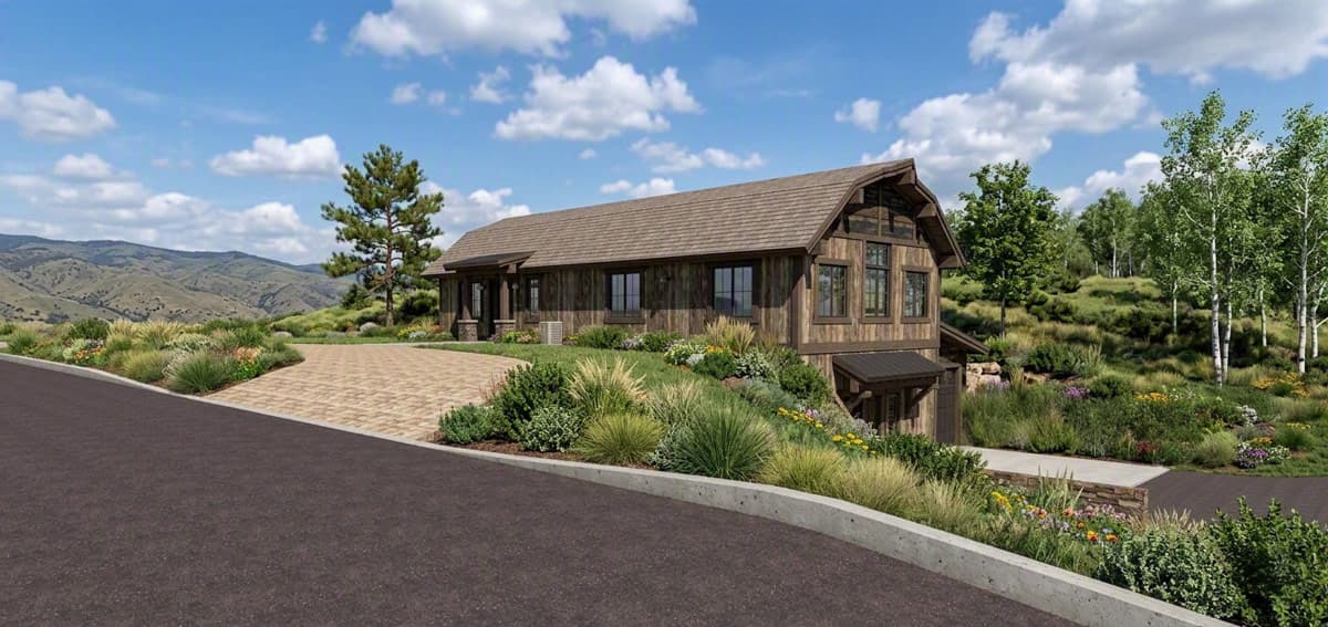 Plan 64571SC: Rustic Barn House Plan Featuring One Bedroom and Massive Six-Car Garage - Image #5 - Barndominium, Rustic