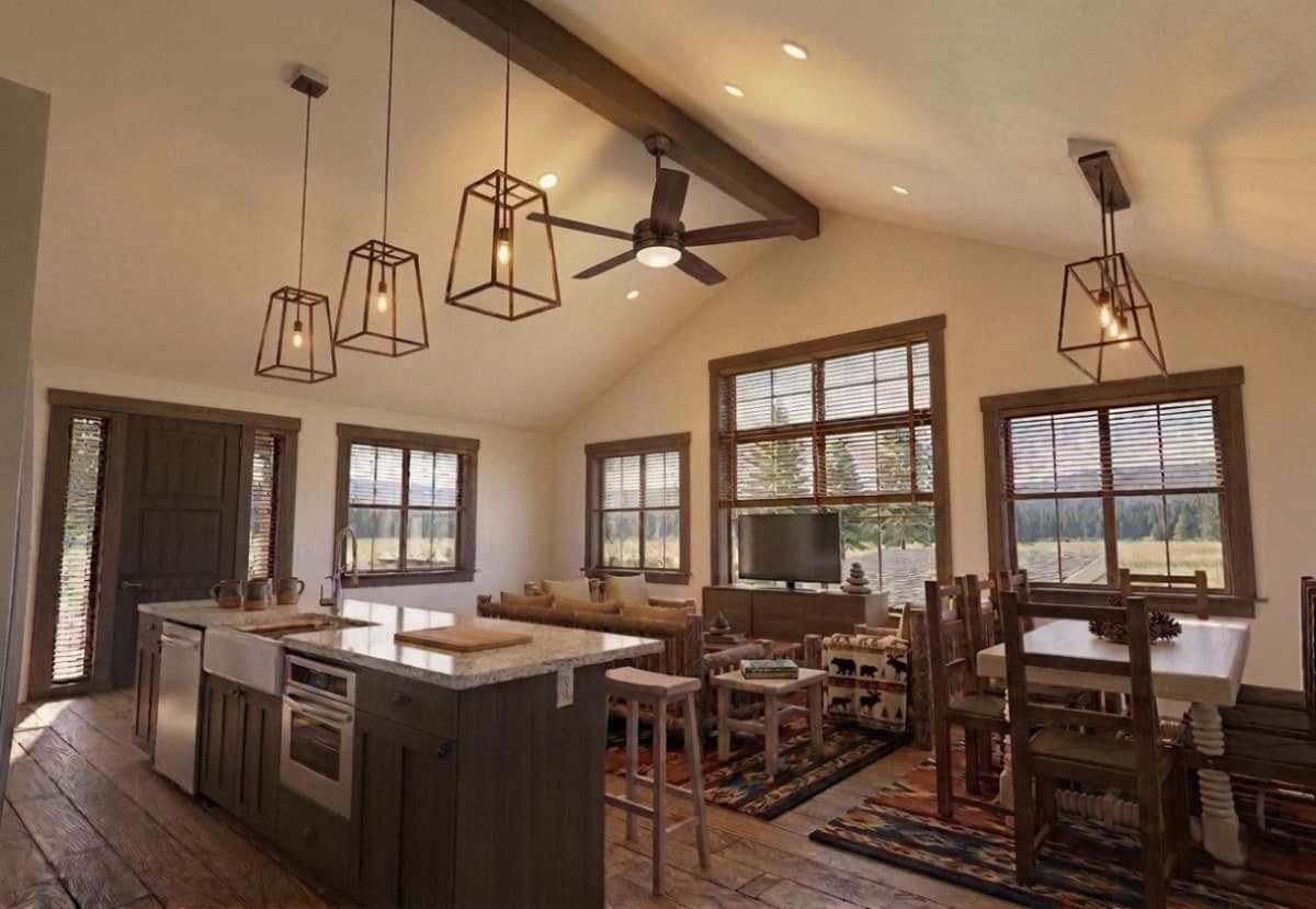 Plan 64571SC: Rustic Barn House Plan Featuring One Bedroom and Massive Six-Car Garage - Image #7 - Barndominium, Rustic