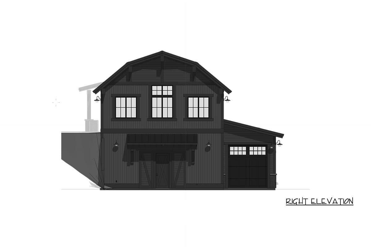 Plan 64571SC: Rustic Barn House Plan Featuring One Bedroom and Massive Six-Car Garage - Image #13 - Barndominium, Rustic