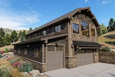Rustic Barn House Plan Featuring One Bedroom and Massive Six-Car Garage