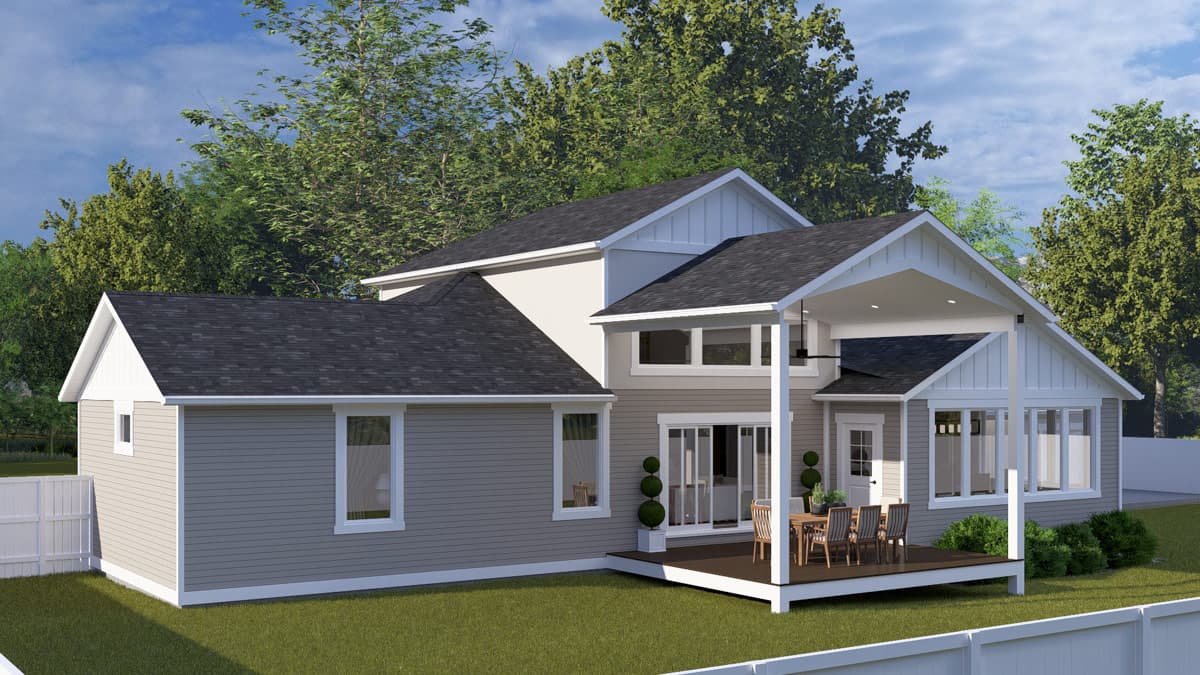 Plan 61758UT: Traditional Farmhouse House Plan with 3 Bedrooms and Massive 6-Car Tandem Garage - Image #4 - Craftsman, Farmhouse, Traditional