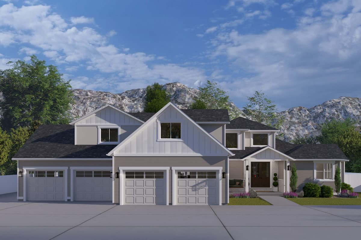 Plan image - 61758UT:Traditional Farmhouse House Plan with 3 Bedrooms and Massive 6-Car Tandem Garage