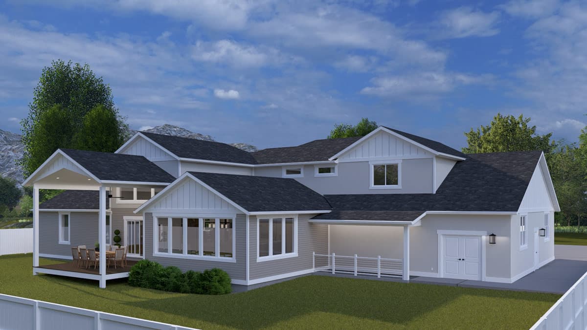 Plan 61758UT: Traditional Farmhouse House Plan with 3 Bedrooms and Massive 6-Car Tandem Garage - Image #6 - Craftsman, Farmhouse, Traditional