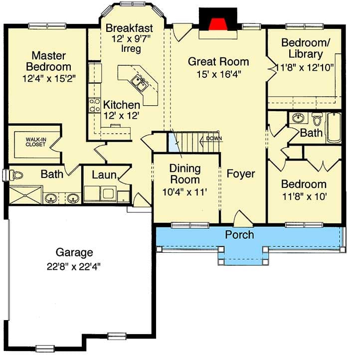 Plan 39044ST: Great for Gatherings - Floor Plan - Main Level - Ranch, Traditional