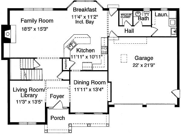 Plan 39048ST: Southern Traditional - Floor Plan - Main Level - Southern, Traditional
