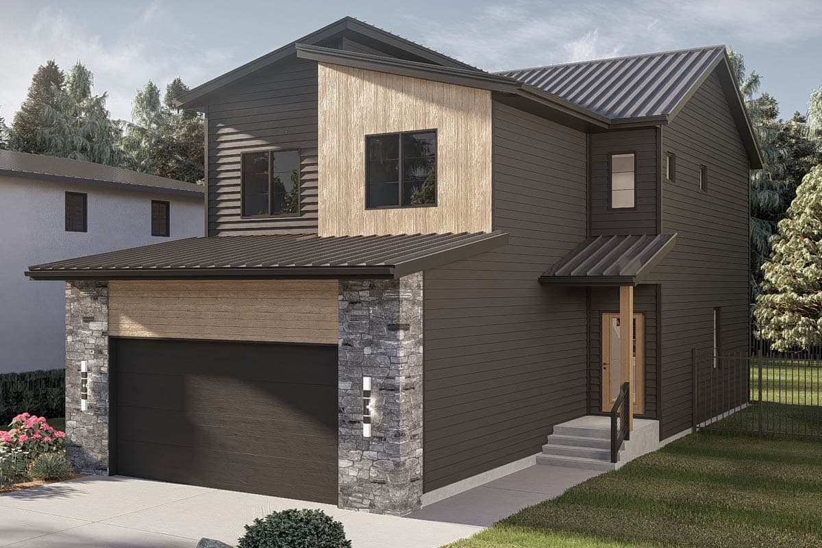 Plan 623651DJ: Contemporary Three Bedroom Modern House Plan with Attached Two Car Garage - Image #6 - Contemporary, Modern, Northwest