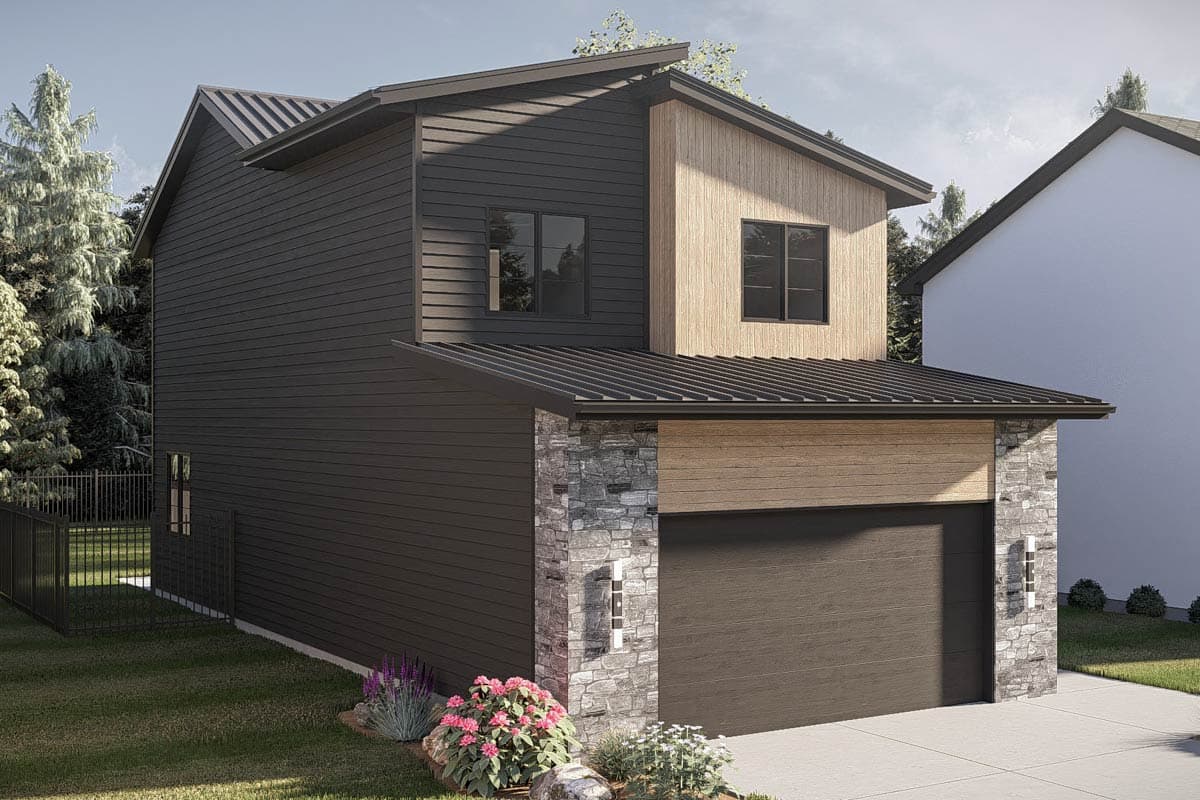 Plan 623651DJ: Contemporary Three Bedroom Modern House Plan with Attached Two Car Garage - Image #4 - Contemporary, Modern, Northwest