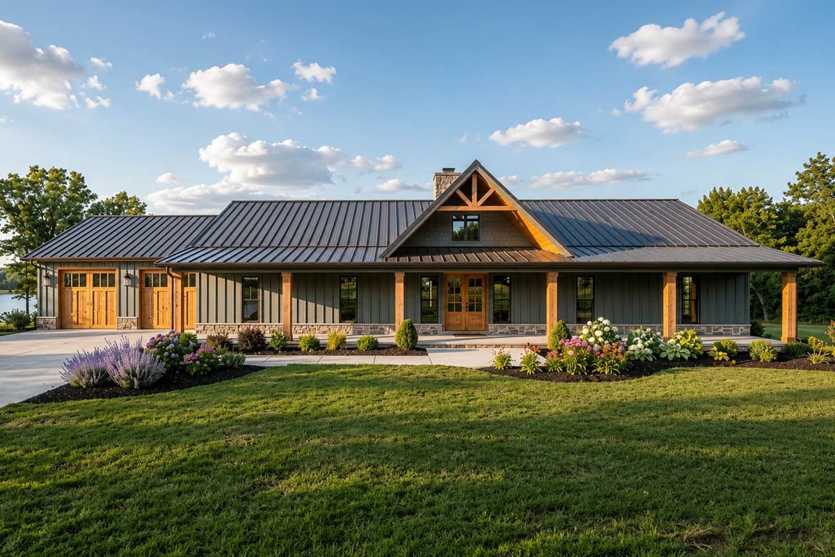 Plan image - 700512SND:Spacious Five Bedroom Barndominium Farmhouse House Plan with Attached Two-Car Garage