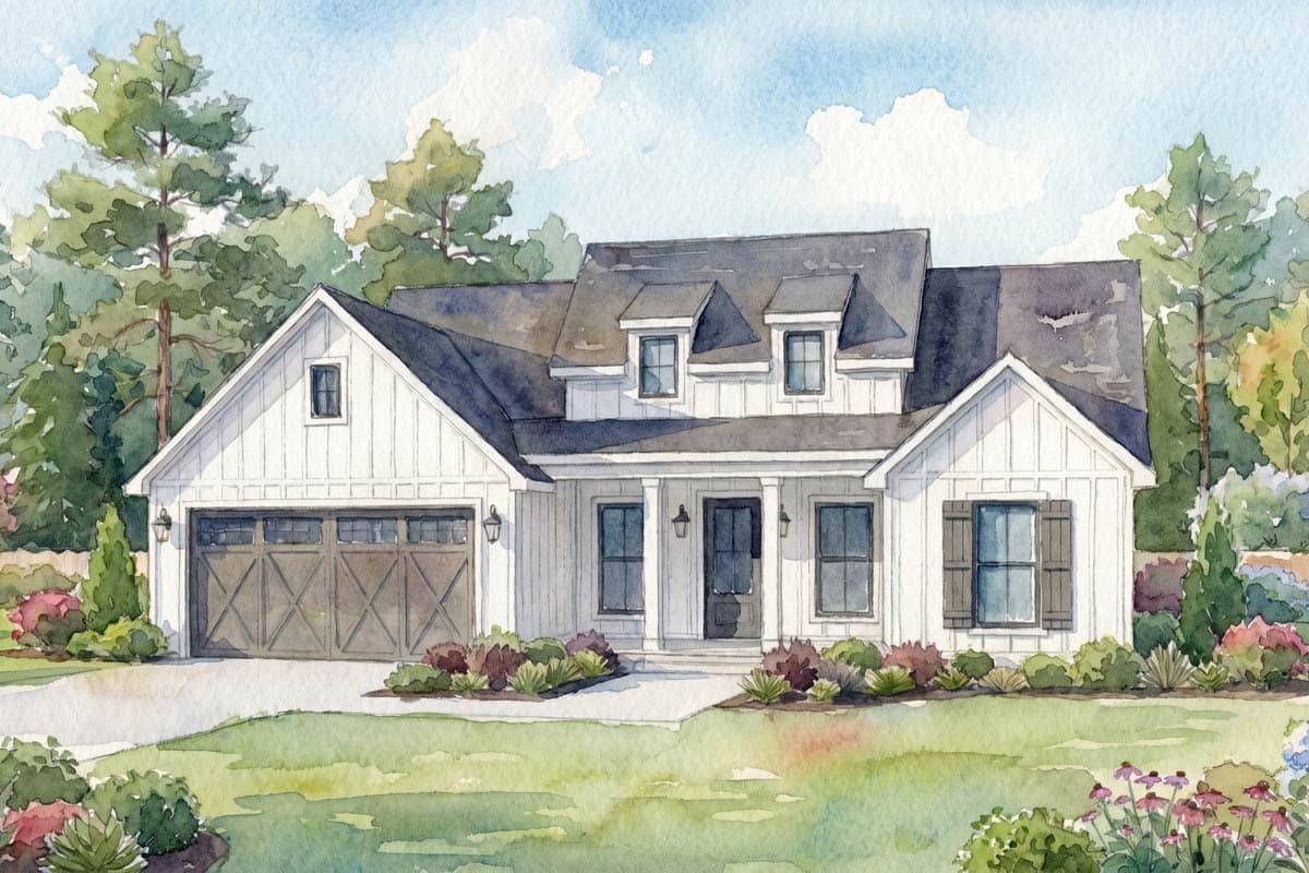 Plan 56574SM: Charming Modern Farmhouse House Plan with Three Bedrooms and Attached Garage - Image #4 - Cottage, Farmhouse, Modern Farmhouse