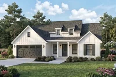 Charming Modern Farmhouse House Plan with Three Bedrooms and Attached Garage