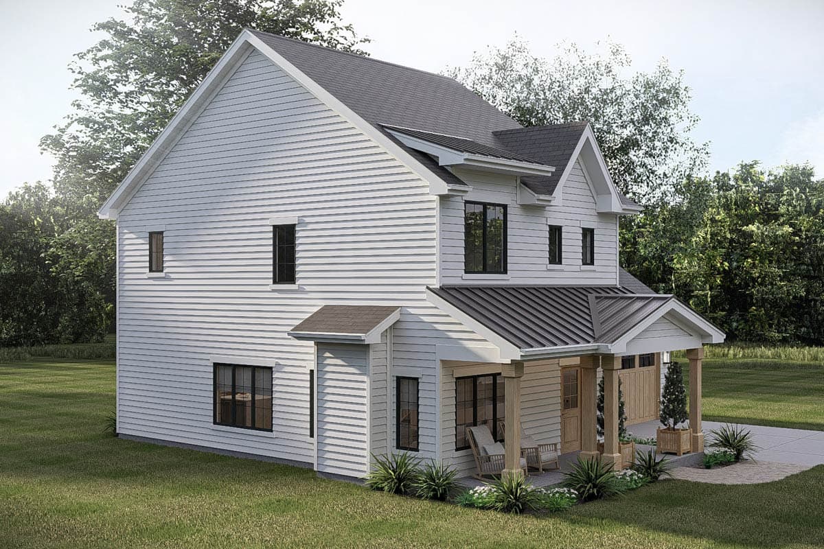 Plan 623652DJ:  Farmhouse House Plan with 3 Bedrooms and 2-Car Garage - Image #3 - Farmhouse, Traditional