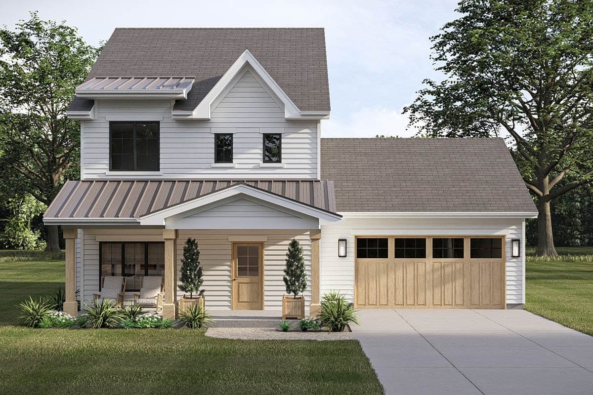 Plan 623652DJ:  Farmhouse House Plan with 3 Bedrooms and 2-Car Garage - Image #4 - Farmhouse, Traditional