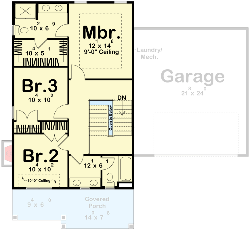 Plan 623652DJ:  Farmhouse House Plan with 3 Bedrooms and 2-Car Garage - Floor Plan - Image #17 - Farmhouse, Traditional