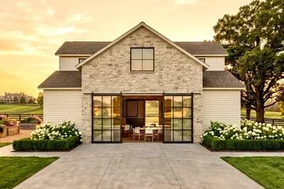 Country Style Horse Barn House Plan with Open Great Room