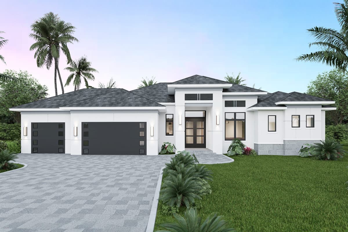Plan image - 65768BS:Coastal Florida Style House Plan with Three Bedrooms and Study