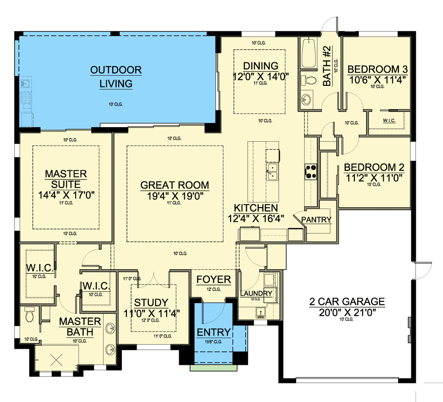 Plan 65769BS: Contemporary Florida-Style House Plan with 3 Bedrooms and Open Layout - Floor Plan - Image #6 - Coastal, Contemporary, Florida-Style, Modern