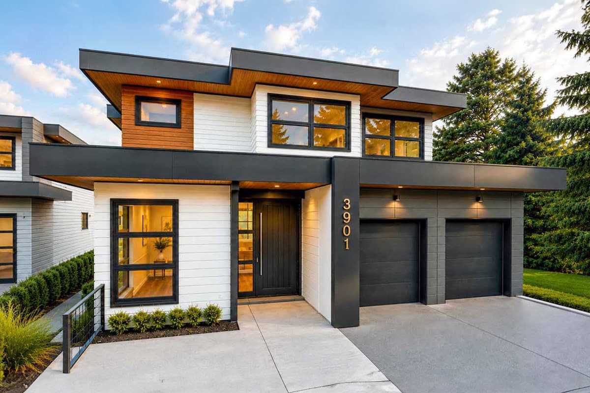 Contemporary Modern House Plan with 3 Bedrooms and Two Story Great Room