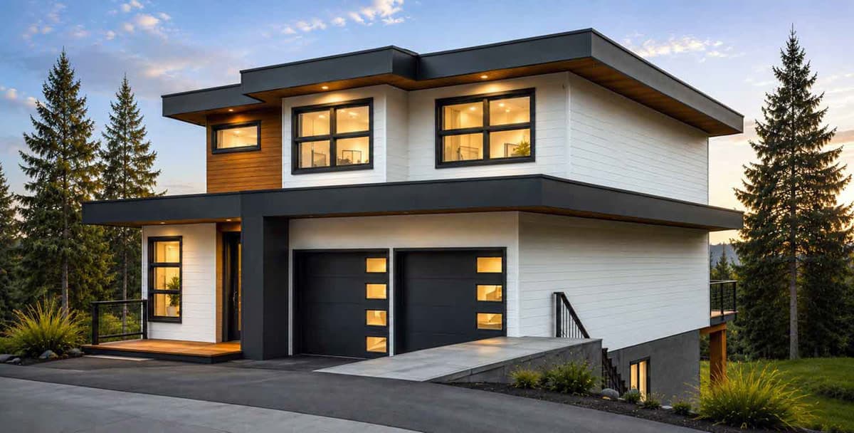 Plan 147071RML: Contemporary Modern House Plan with 3 Bedrooms and Two Story Great Room - Image #2 - Contemporary, Modern