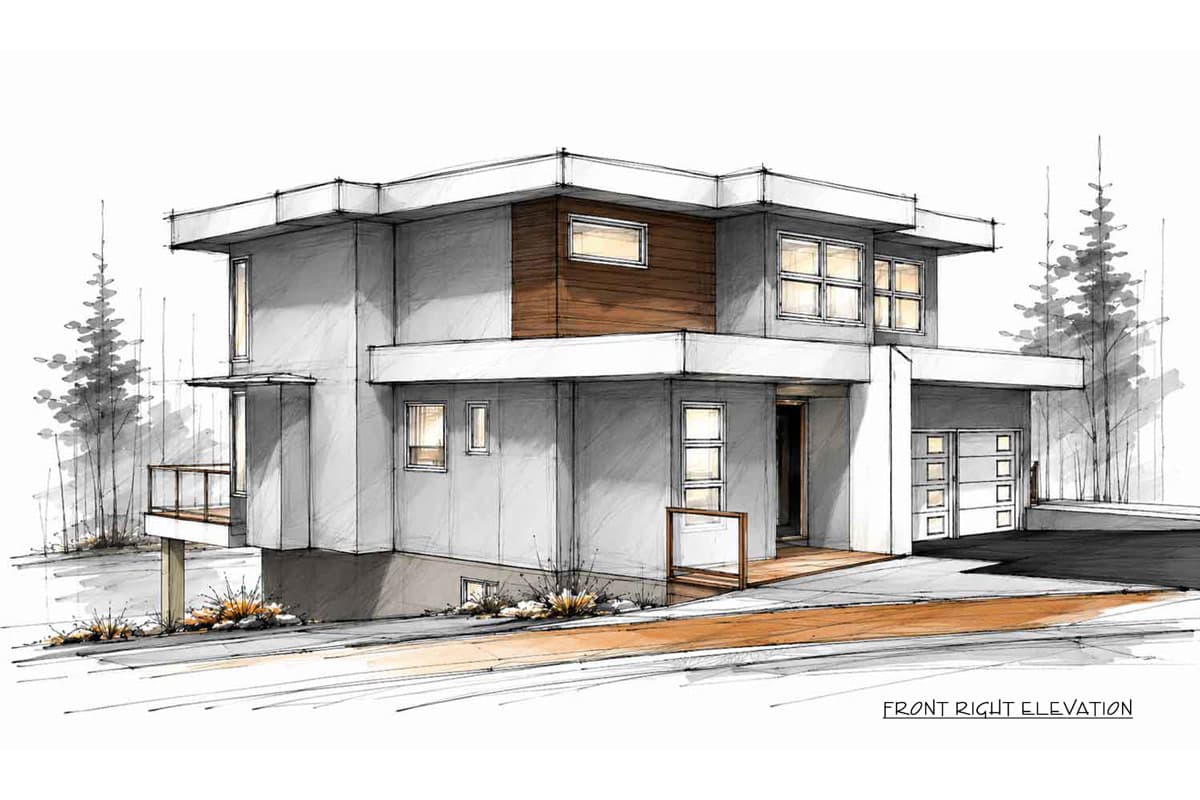 Plan 147071RML: Contemporary Modern House Plan with 3 Bedrooms and Two Story Great Room - Image #11 - Contemporary, Modern