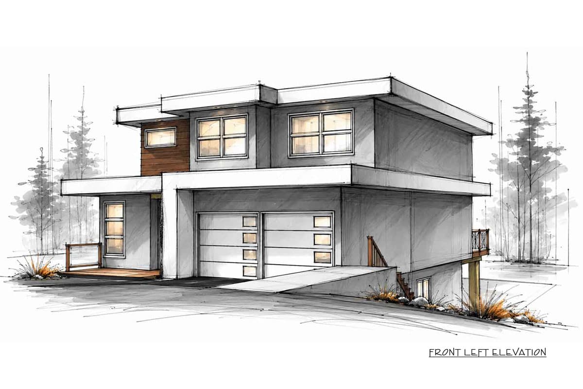 Plan 147071RML: Contemporary Modern House Plan with 3 Bedrooms and Two Story Great Room - Image #7 - Contemporary, Modern