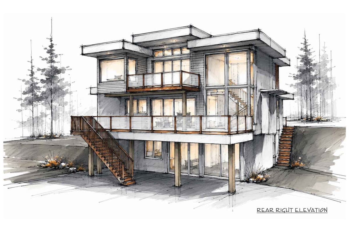 Plan 147071RML: Contemporary Modern House Plan with 3 Bedrooms and Two Story Great Room - Image #10 - Contemporary, Modern