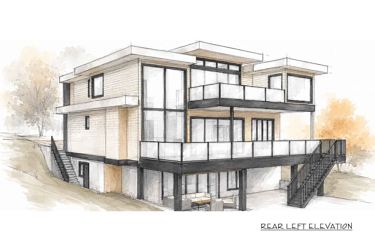 Plan 147072RML: Modern European House Plan Featuring Five Bedrooms and Two-Car Garage - Image #9 - Contemporary, European, Modern