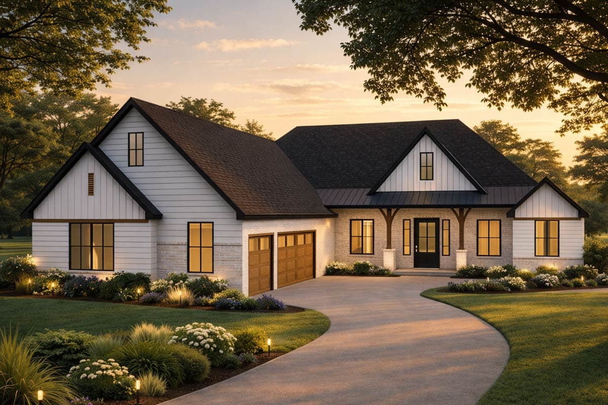 Plan 880011HLN: Elegant Modern Farmhouse House Plan with Four Bedrooms and Three-Car Garage - Image #3 - Country, Farmhouse, New American, Southern