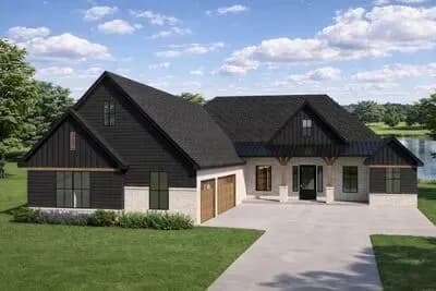 Elegant Modern Farmhouse House Plan with Four Bedrooms and Three-Car Garage