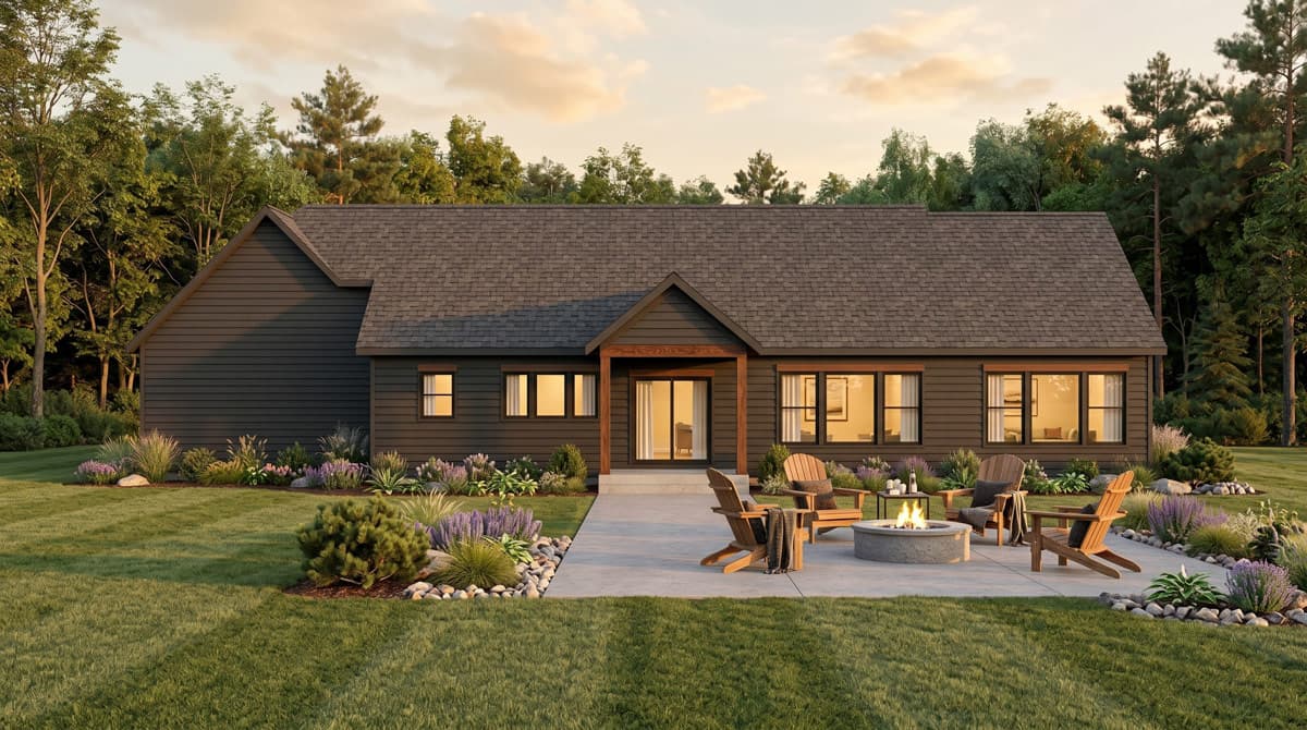 Plan 911073JVD: Three Bedroom Modern Farmhouse House Plan with Attached Garage - Image #2 - Country, Craftsman, Modern Farmhouse, New American, Ranch