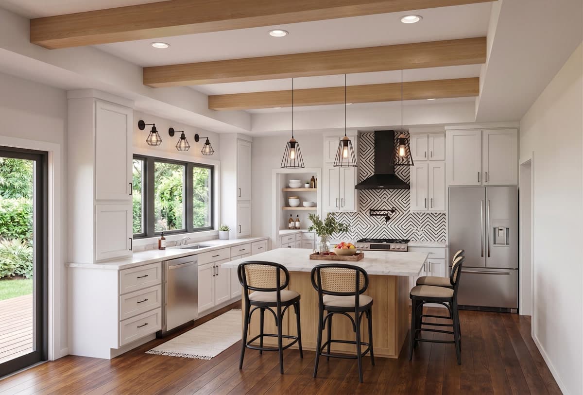 Plan 911073JVD: Three Bedroom Modern Farmhouse House Plan with Attached Garage - Image #5 - Country, Craftsman, Modern Farmhouse, New American, Ranch