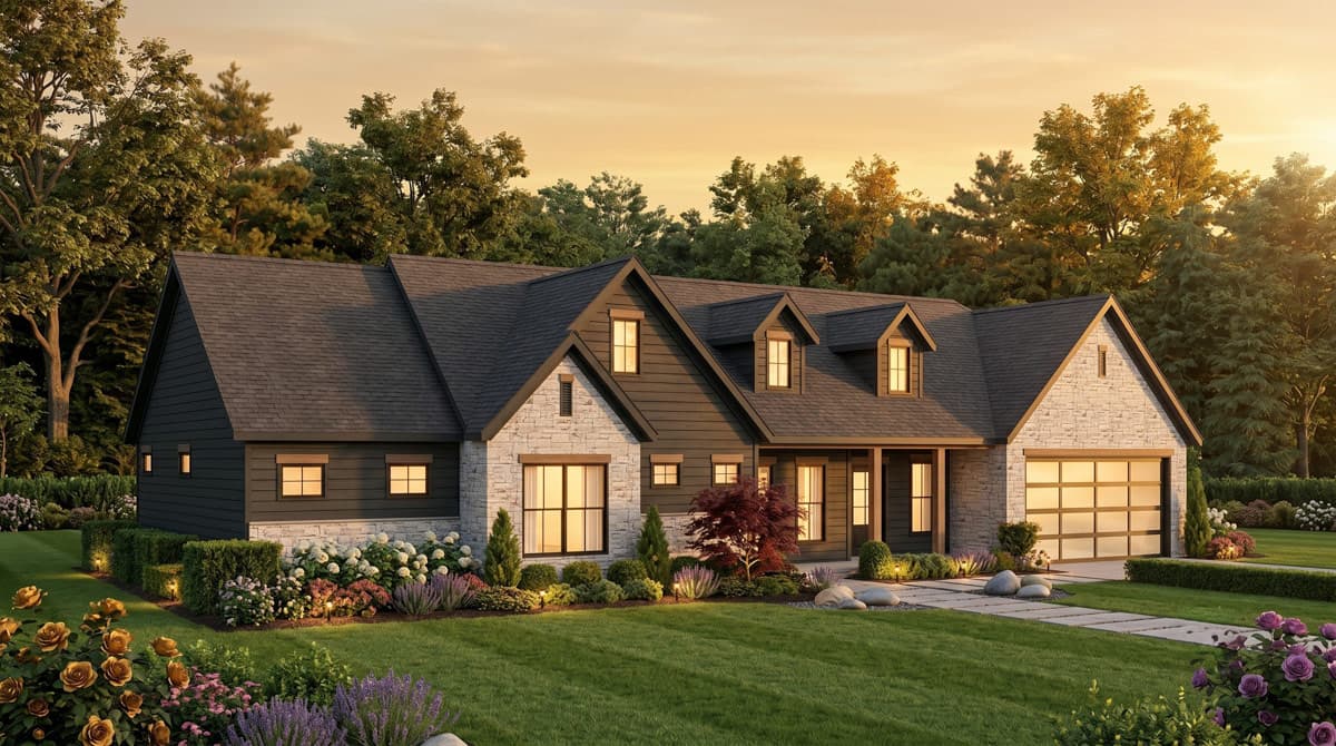 Plan 911073JVD: Three Bedroom Modern Farmhouse House Plan with Attached Garage - Image #4 - Country, Craftsman, Modern Farmhouse, New American, Ranch