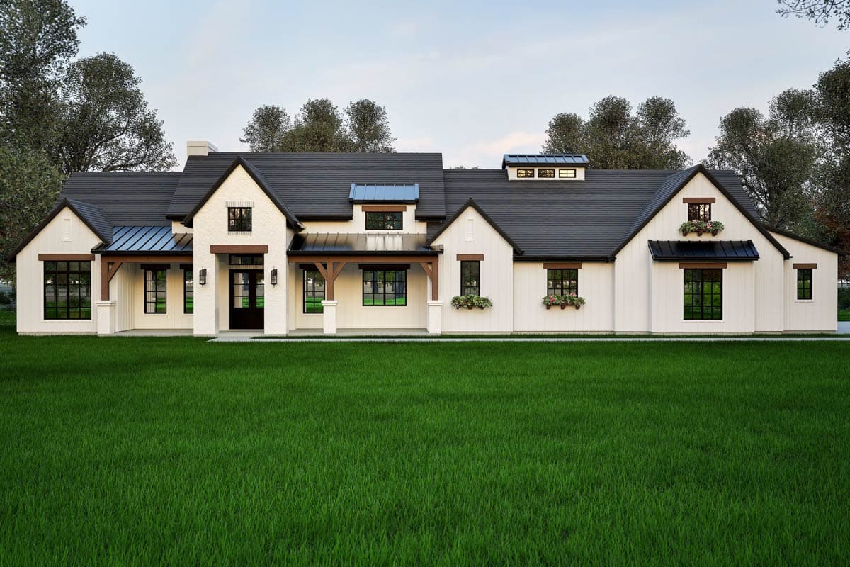 Hill Country Farmhouse House Plan with 3 Bedrooms and 3-Car Garage
