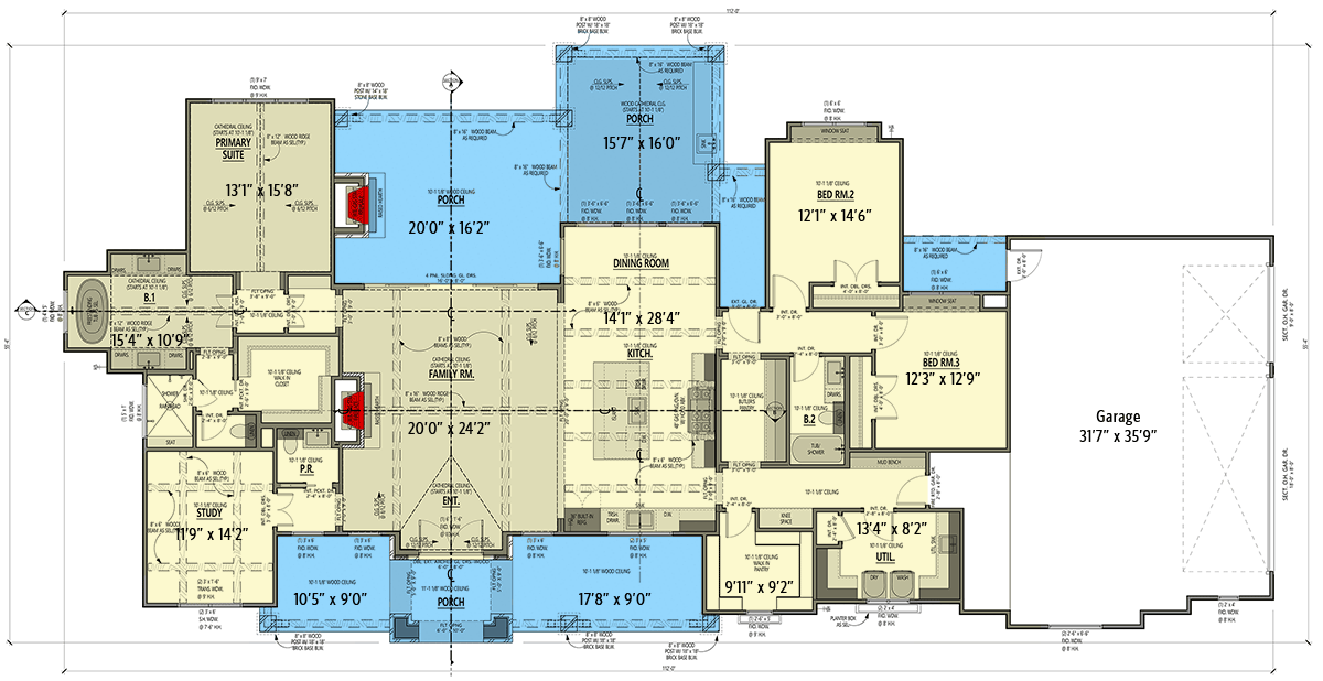 Plan 915063CHP: Hill Country Farmhouse House Plan with 3 Bedrooms and 3-Car Garage - Floor Plan - Image #20 - Country, Hill Country, Modern Farmhouse, New American, Transitional