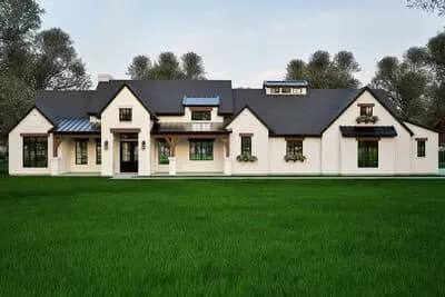 Hill Country Farmhouse House Plan with 3 Bedrooms and 3-Car Garage