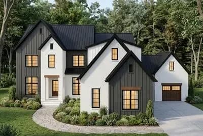 Modern Farmhouse House Plan with 4 Bedrooms and 3-Car Garage
