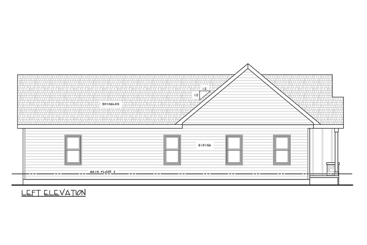 Plan 42763DB: Three Bedroom Cottage House Plan with One Car Garage - Image #3 - Cottage, Craftsman, Farmhouse, Traditional