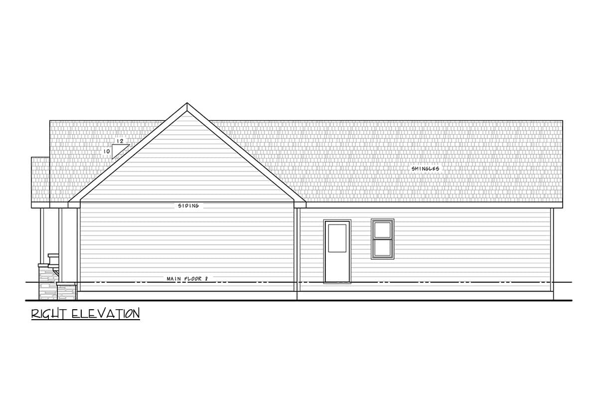 Plan 42763DB: Three Bedroom Cottage House Plan with One Car Garage - Image #5 - Cottage, Craftsman, Farmhouse, Traditional