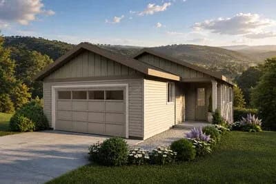 Three Bedroom Ranch House Plan with Two Car Garage