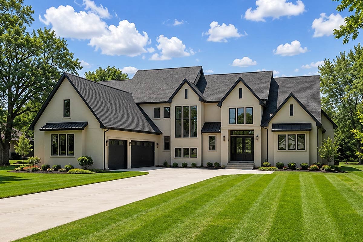Plan image - 42764DB:Modern European Four-Bedroom House Plan with Courtyard Entry and Spacious Layout