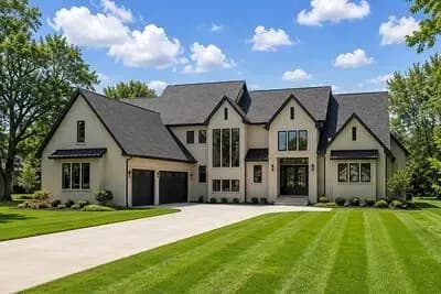 Modern European Four-Bedroom House Plan with Courtyard Entry and Spacious Layout