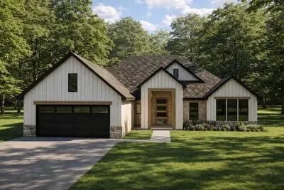 Charming New American House Plan with Split Bedroom Layout