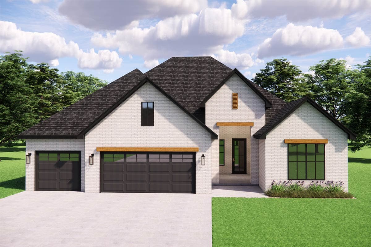 Plan 880013HLN: European House Plan with 3 Bedrooms and Spacious Master Suite - Image #3 - European, New American