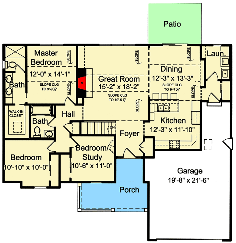 Plan 39064ST: Charming One-Level House Plan - Floor Plan - Main Level - Country, Ranch, Traditional