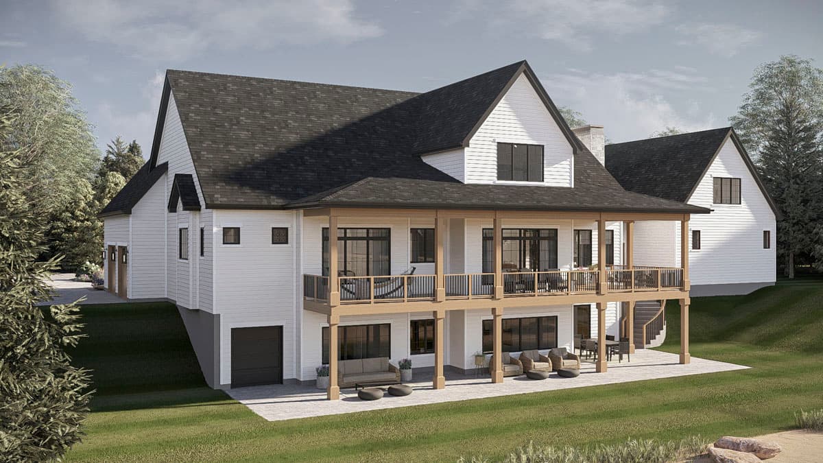 Plan 623653DJ: Sprawling Four-Bedroom Farmhouse House Plan with Four-Car Garage and Wraparound Porch - Image #9 - Farmhouse