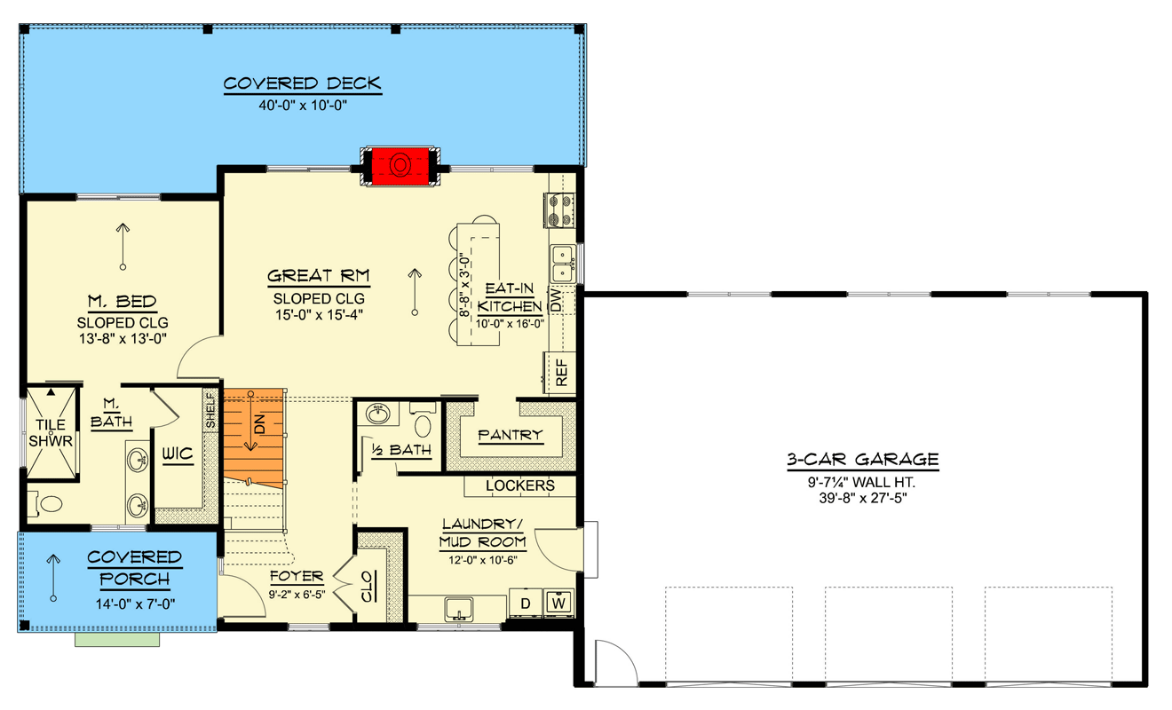 Plan 135431GRA: Modern Mountain House Plan Featuring Three Car Garage and Expansive Decks - Floor Plan - Main Level - Mountain, Transitional